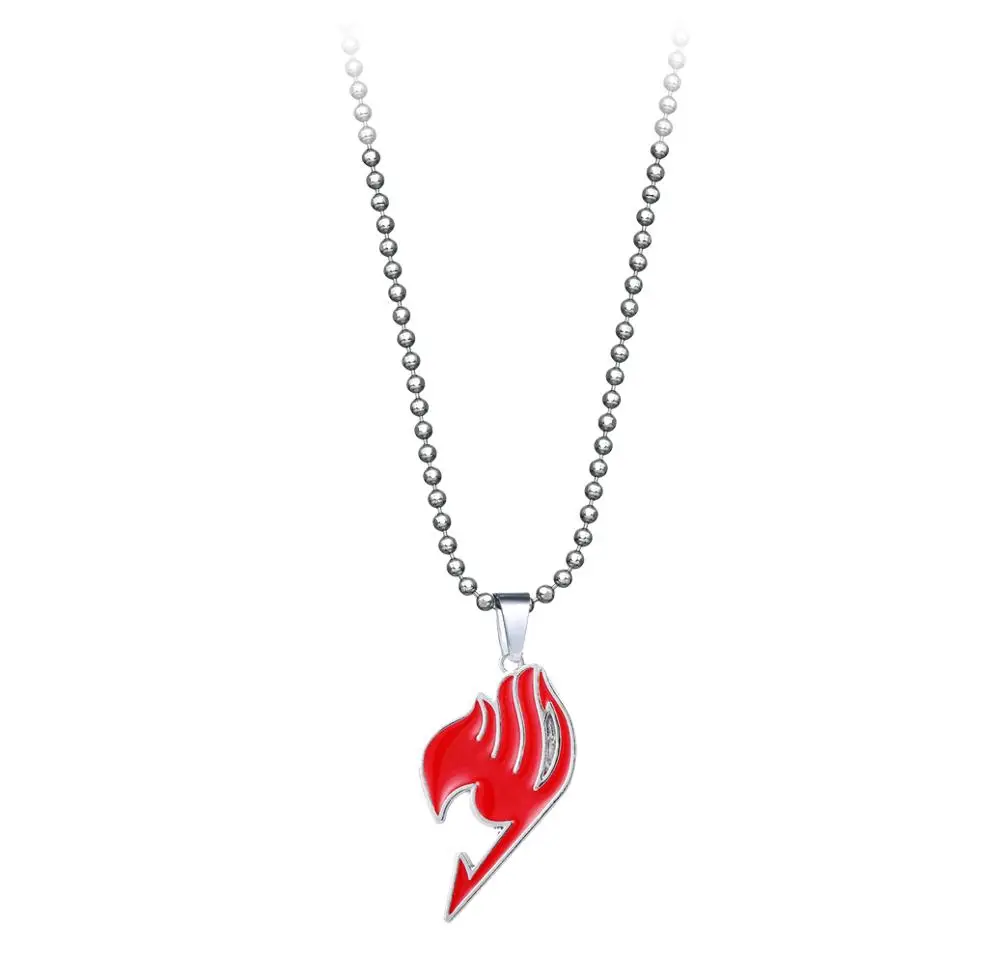 Anime Fairy Tail Necklace Men Metal Cartoon Choker Necklace Women Fashion Jewelry Bead Chain kolye collares