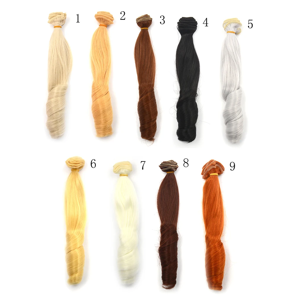 

1pc 20*100cm Curly doll wigs high temperature heat doll hair 1/3 1/4 1/6 BJD diy doll wigs brown khaki black