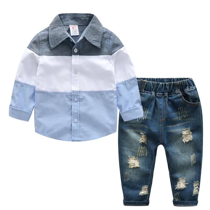 

DFXD Kids Clothes Boys Clothing Set New Arrival 2018 Spring Long Sleeve Blouse Shirt+Jeans Pant 2pc Fashion Kids Outfits 2-7Y