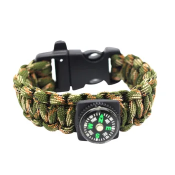 

Outdoor Camping Rescue Paracord Bracelets Including Whistle And Compass Men Emergency Rope Black Survival Stainless Buckles