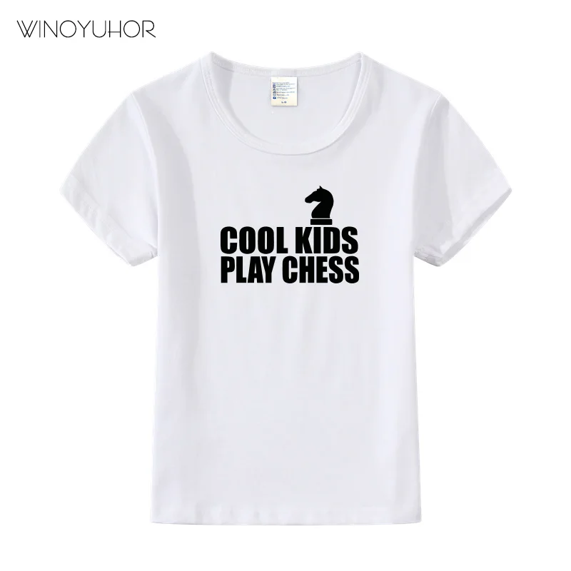 Крутая Детская футболка с надписью Play Chess Повседневная короткими рукавами топы