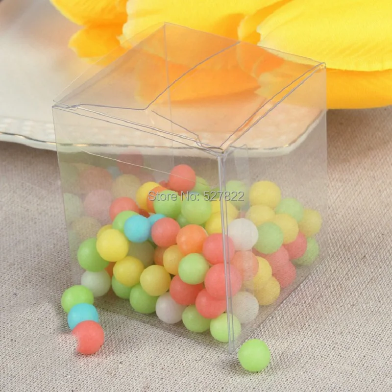 100pcs 5x5x6CM Clear PVC Transparent Cupcake Boxes Wedding Party Gift Box And Packaging