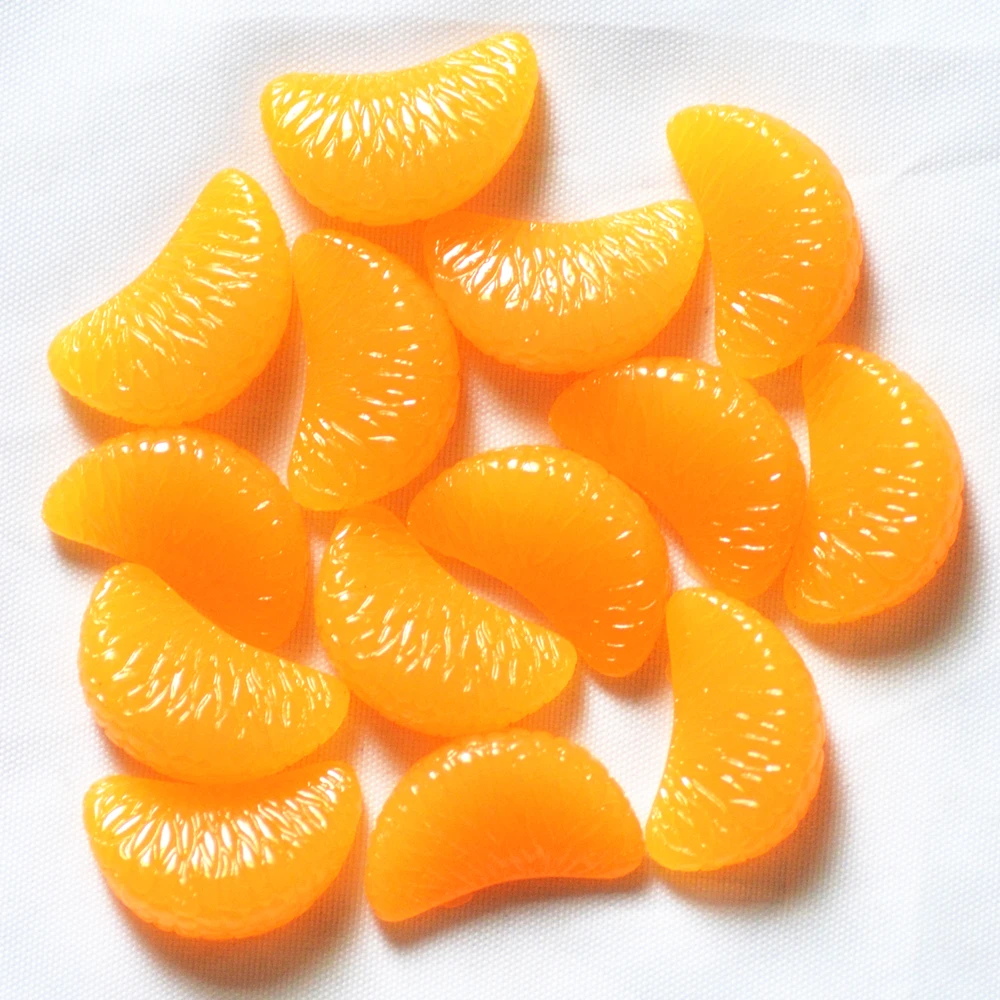 

20PCS 17mmX28mm Resin Ornage Petal Miniatures,Resin Fruit Cabochons,Resin Imitation Food