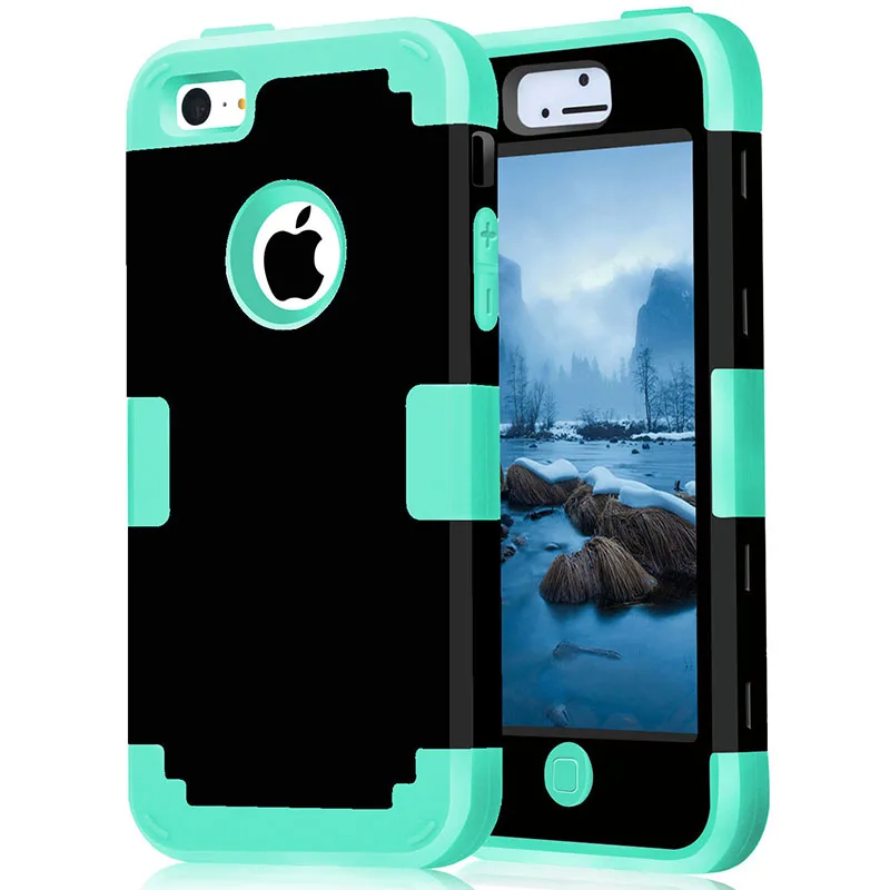 

For iPhone 5C Shockproof Protect Case Hybrid Hard Rubber Impact Skin Armor Phone Cases w/Screen Protector Film+Stylus Pen