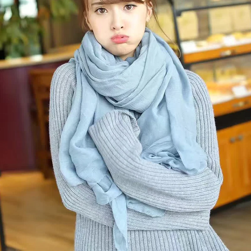 

XIYUAN Brand Cotton Linen Scarf For Women New Gray/White/ Solid Color Warm Autumn Ladies Long Scarves Female Scarf Lady Shawls