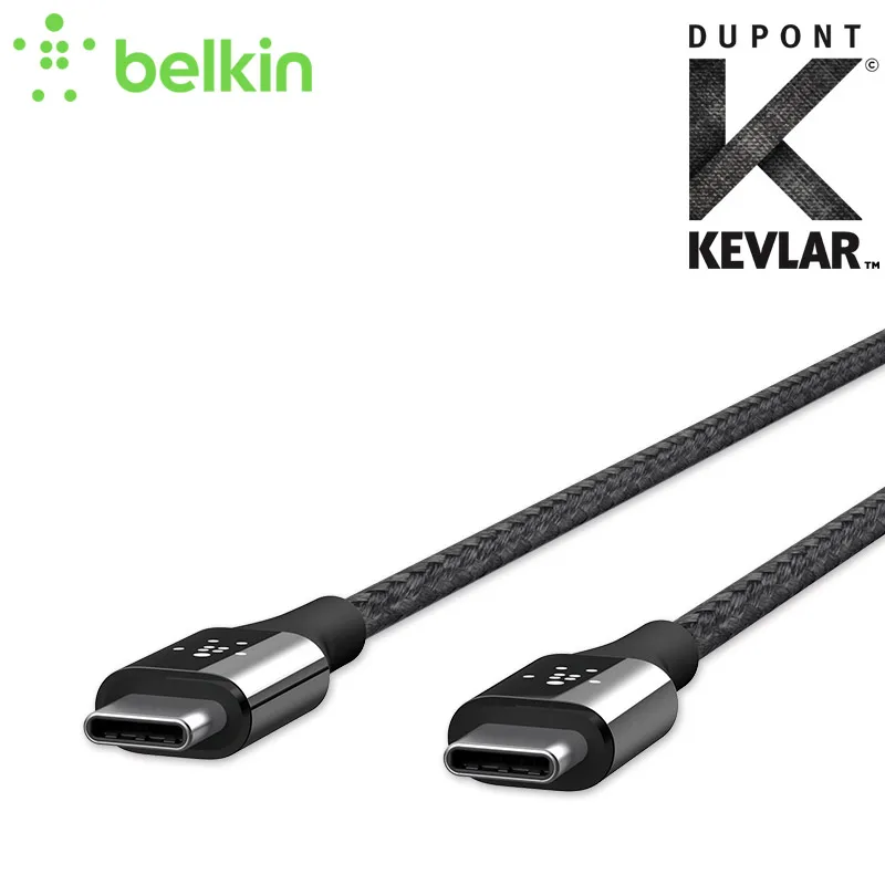 

Belkin Original MIXIT Duratek Kevlar Type-C USB-C to USB-C Cable 60W 3A Sync for New MacBook Pro for Huawei P20 Mate 10