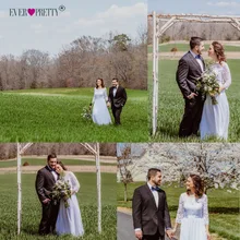 Ever Pretty Свадебные платья Новые Элегантные трапециевидные кружевные длинные пляжные винтажные Свадебные платья с рукавом vestido de noiva EP07412