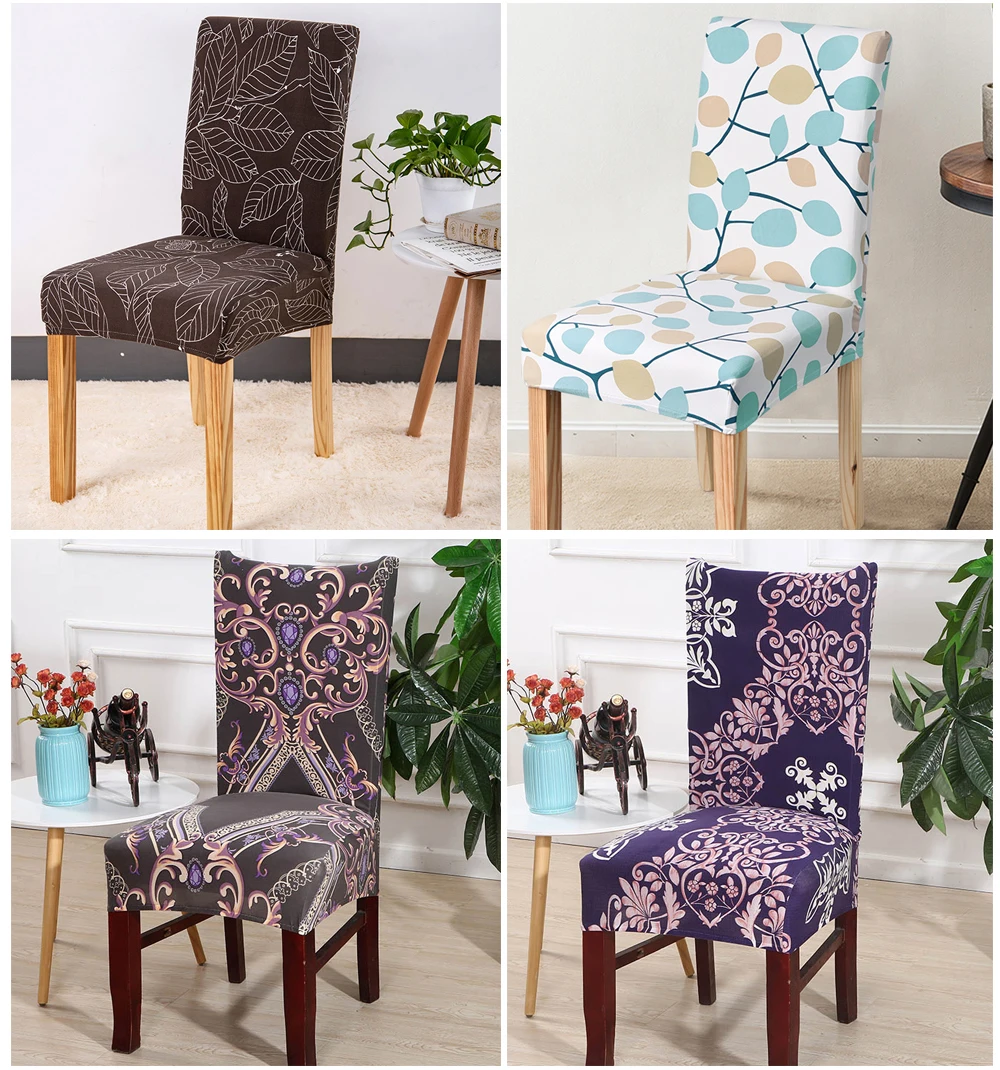 1246PCS Geometry Spandex Chair Cover Dining Washable slipcover for seat Elastic Kitchen Chair Covers Stretch Furniture Covers (9)