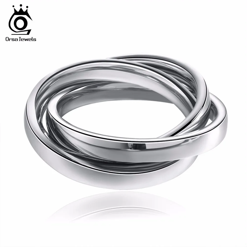 ORSA JEWELS Stylish Color Mixed Ring Set for Women Rose Gold Color 316L Stainless Steel Rings Trendy Party Jewelry GTR24