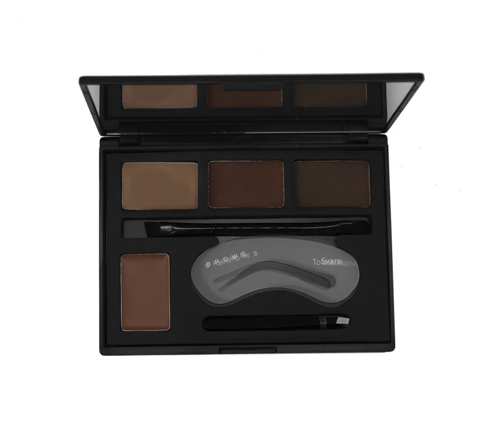 4 Color Eyebrow Shaping Powder Wax Palette With Double End Brush Brow