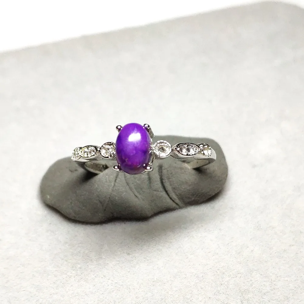 

Genuine Natural Sugilite Purple Lady Woman Ring Jewelry Healing Stone Adjustable Silver 6mm Size South Africa Sugilite AAAAA
