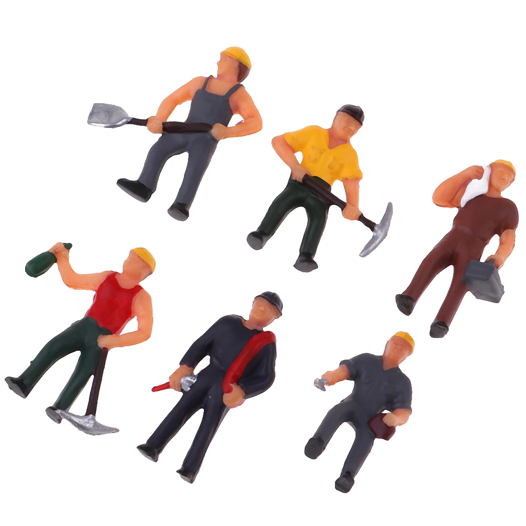 

6Pcs 1/87 HO Scale Painted Model People Workers Characters Miniature Figures Architectural Model Human Plastic Scene Simulation