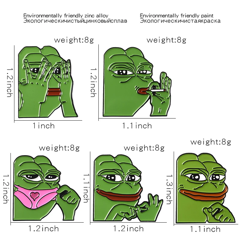 11 стилей Pepe feels bad man нагрудные булавки Sad Броши лягушка счастливая лягушка значки Pepe meme джинсовые куртки Сумки шляпы рюкзак аксессуары