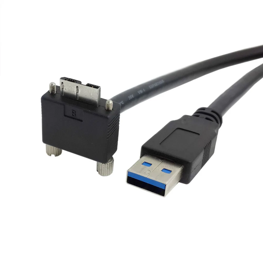 

CY 90 градусов прямоугольный Micro USB, винт крепление к USB 3,0 A Type дата-кабель 4 фута 1,2 м