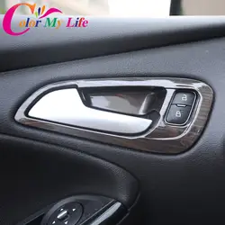 Цвет моей жизни автомобиля Внутренний дверной ручки крышки дверь чаша защитная накладка Стикеры для Ford Новый фокус 3 4 2015 -2018 LHD аксессуары