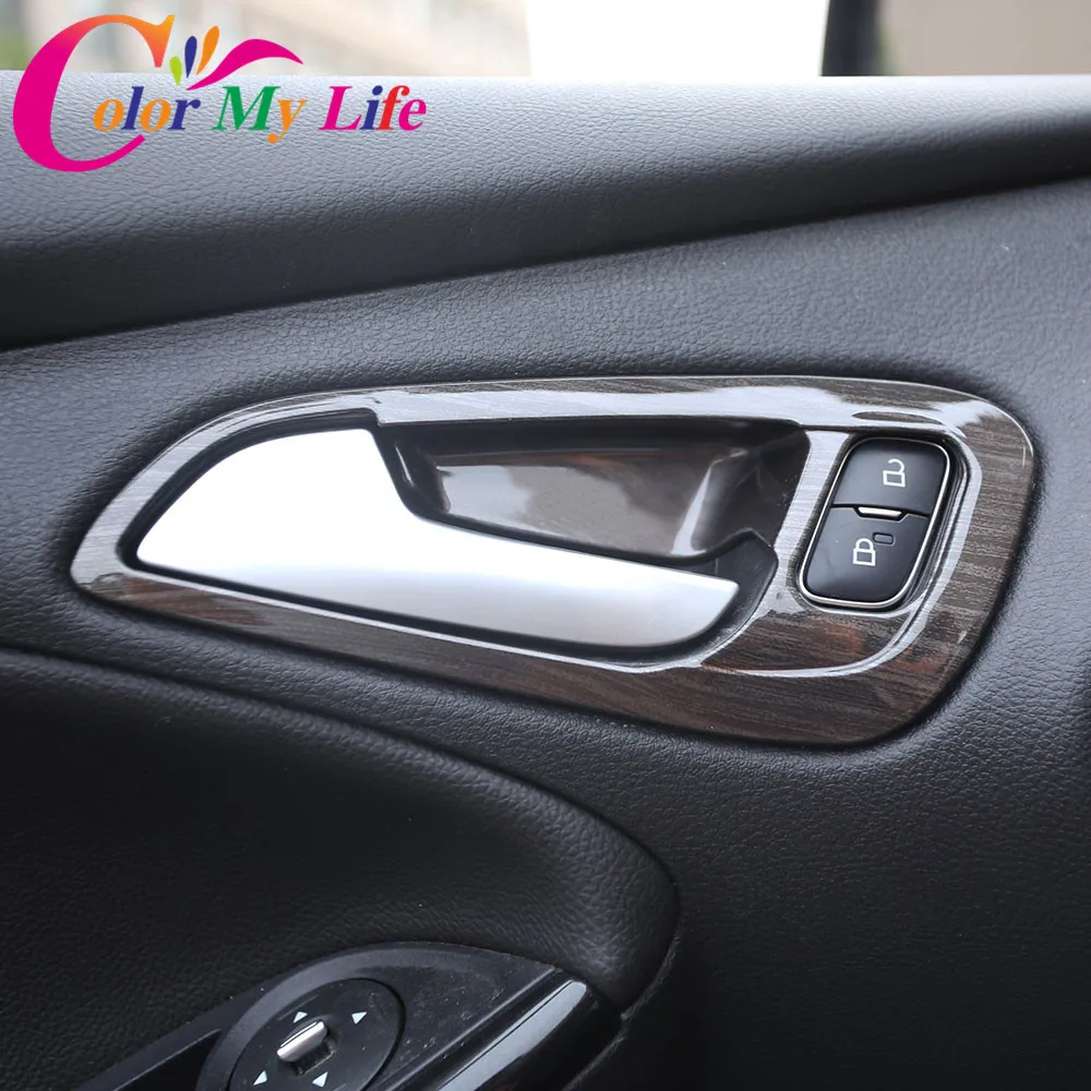

Color My Life Car Inner Door Handle Cover Door Bowl Protective Trim Sticker for Ford New Focus 3 4 2015 - 2018 LHD Accessories
