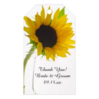 

2x3.5inch Yellow Sunflower on White Wedding Favor Tag
