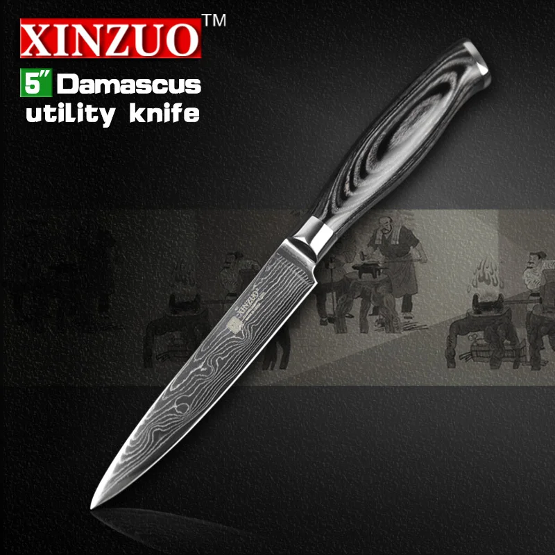 5 inch utility knife 73 layer Japan Damascus kitchen knife sharp Multi purpose cutter knife with
