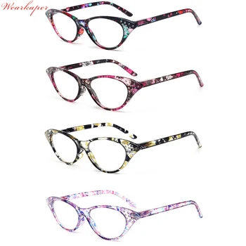 

WEARKAPER 4pcs Cat Eye Reading Glasses Presbyopic Eyeglass Spectacles Resin Len 1 1.25 1.5 1.75 2.0 2.5 3.0 3.5 Gafas De Lectur