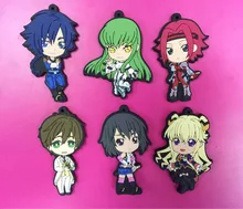 6 pçs/lote CODE GEASS Lelouch da Rebelião Original Japonês anime figura encantos de borracha de Silicone do telefone móvel/keychain/cinta