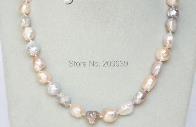 

huij 004136 stylish bleb Baroque 11mm Multicolor Reborn keshi pearls necklace