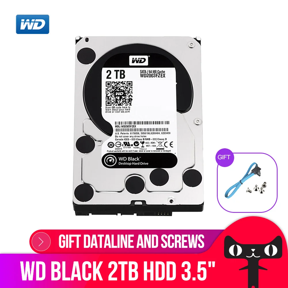 Жесткий диск Western Digital WD черный цвет 3 5 дюйма жесткий для рабочего стола игровой 7200