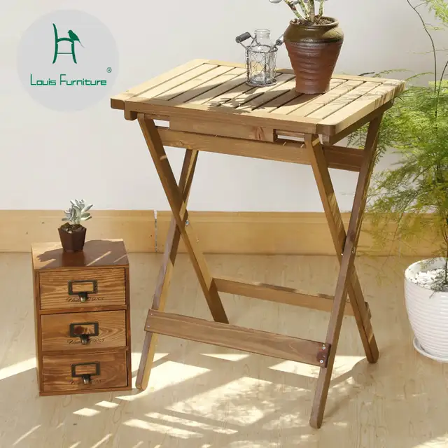 Louis Fashion Outdoor Tables Household Solid Wood Balcony