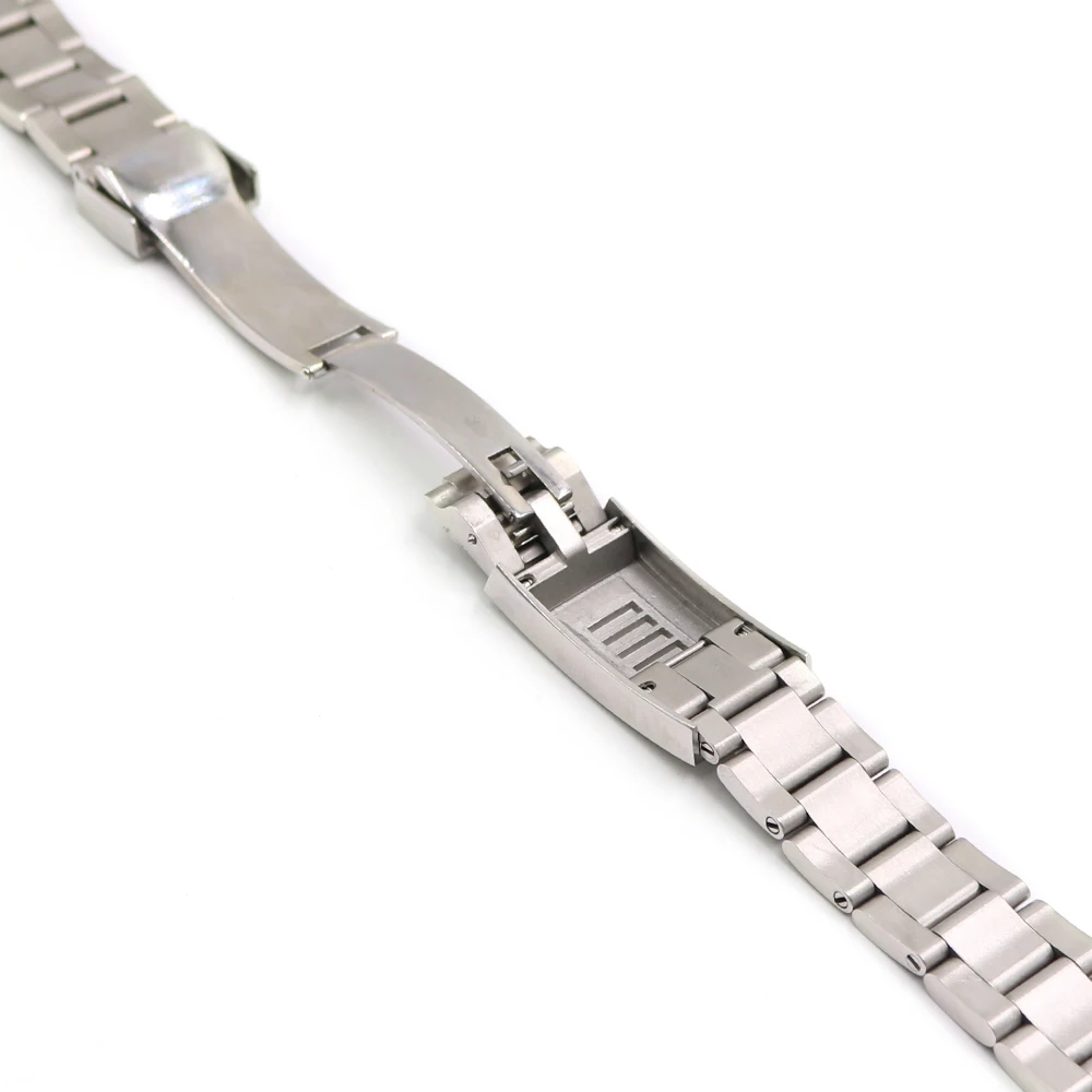 CARLYWET 20mm Silver Stainless Steel Solid Curved End Screw Links Glide Lock Clasp Watch Band Bracelet For Submariner GMT