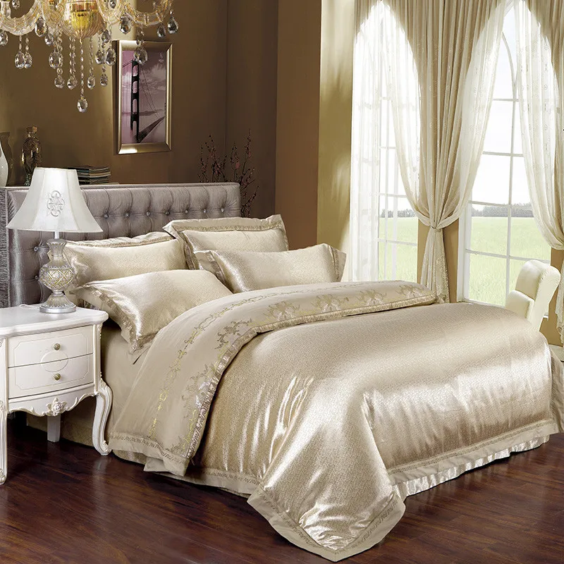 

IvaRose Home Decorative Bedding set Stain Jacquard Cotton fabric King Queen size Bed set with Duvet cover Bedsheet Fitsheet