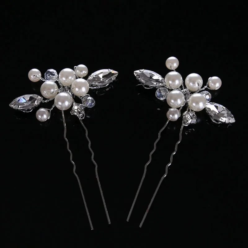 Buy SLBRIDAL Silver Clear Crystals Pearls Flower