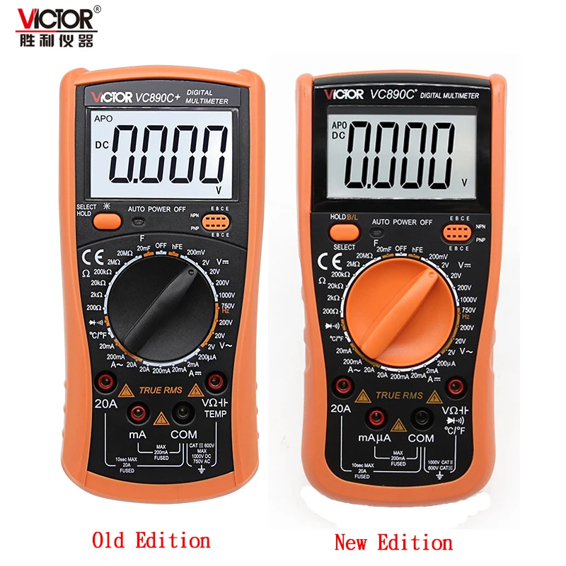 

VC890C+ Digital Multimeter True RMS 2000UF Capacitor Multimeter Ammeter VC890C DC/AC 20A Temperature Measurement Tester