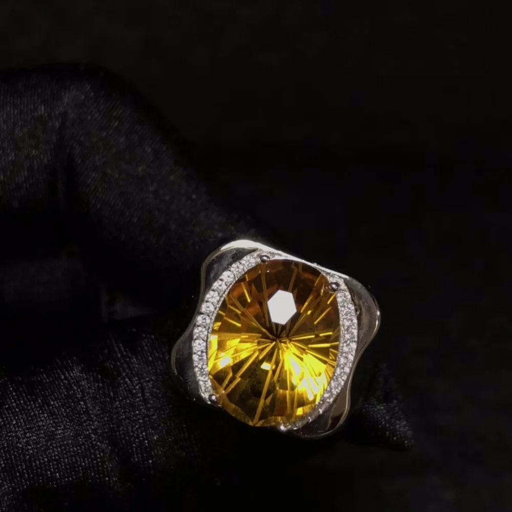 Натуральное цитрин мужское кольцо, красивый драгоценный камень из Бразилии, серебро 925 пробы, точное производство