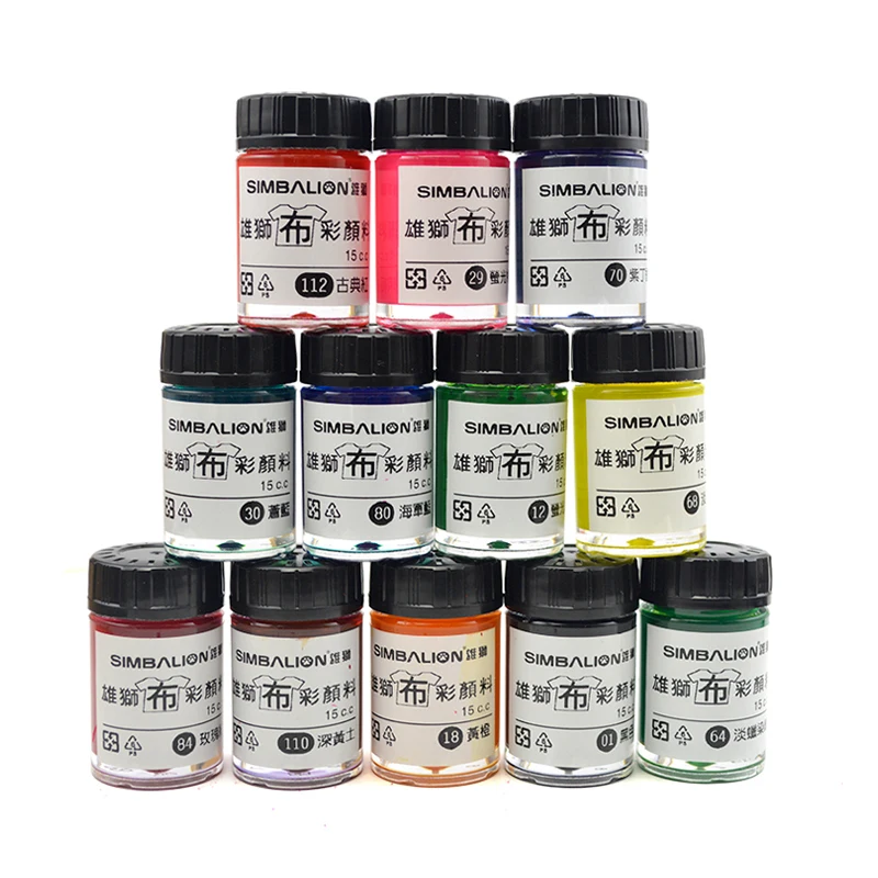 simbalion-12-color-cloth-color-pigments-textile-pigment-set-diy-pigments-painted-t-shirts-hand-painted-shoes-paint-15ml