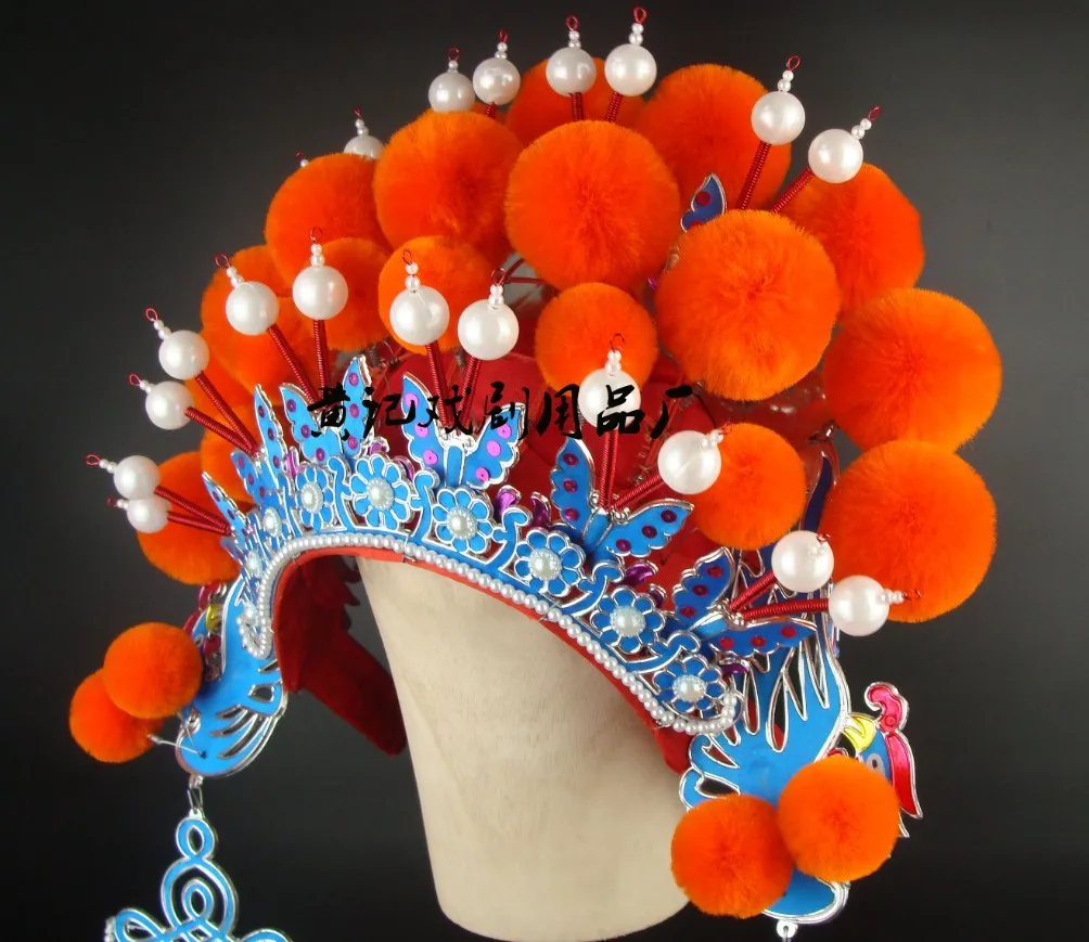Театральная оперная шляпа, шлем невесты, головной убор, костюм диадема Феникса, халаты, помпон, корона, китайский стиль, шляпа, 20 цветов