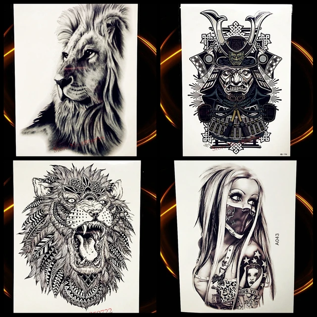 Africa Serengeti Lion Temporary Tattoo Indian Tribal Mighty Warrior Waterproof Flash Sticker Black Tatoo Africa Serengeti Lion Temporary Tattoo Indian Tribal Mighty Warrior Waterproof Flash Sticker Black Tatoo