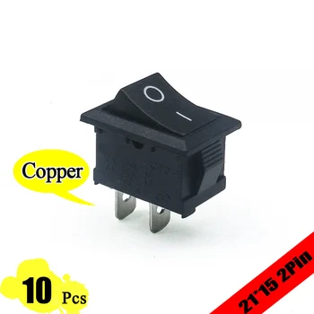 

10pcs/lot Kcd1 21*15 mm 2PIN Boat Rocker Switch SPST Snap-in ON/OFF Position Snap 6A/250V Copper