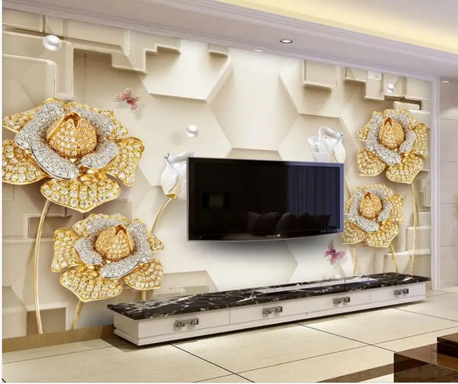 Custom any size photo Simple jewel flower wall modern wallpaper for living room Custom any size photo Simple jewel flower wall modern wallpaper for living room