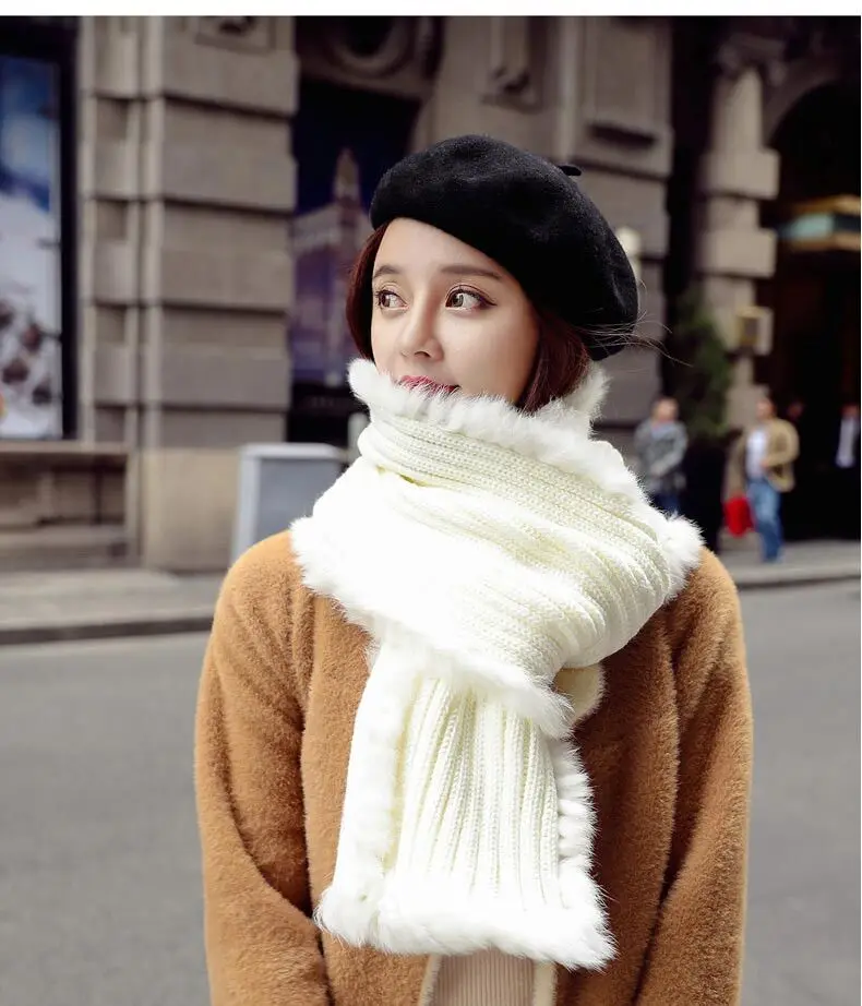 Minjiebihuo Новая мода осень и зима шерсть вязание белый шарф женский шеи утолщение теплый длинный диапазон