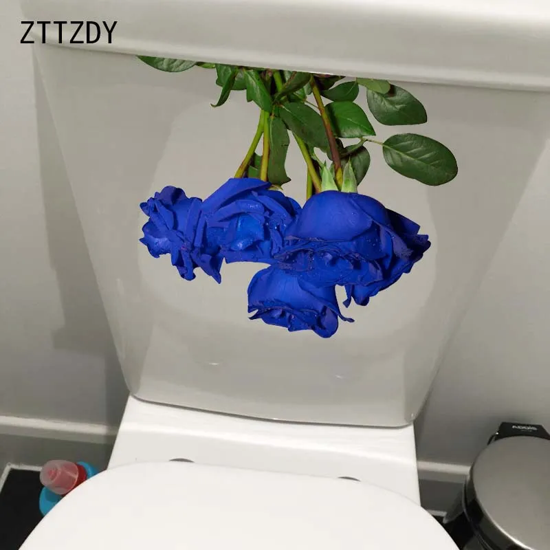 ZTTZDY 23.4*18.6CM Blue Enchantress Rose Classic Toilet Seat Stickers Home Living Room Wall Decor T2-0409 | Дом и сад