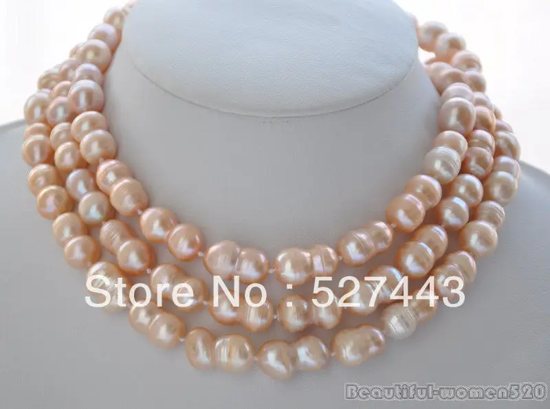 

Wholesale fast 50" 20mm PINK peanut DOUBLE BAROQUE FRESHWATER PEARL NECKLACE
