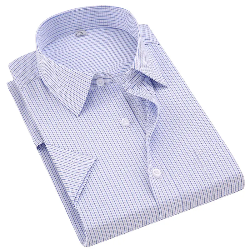Деловые новые летние мужские Формальные платья с коротким рукавом стандартные для рубашек подходят для офисной одежды полосатая/однотонная/клетчатая умная Повседневная рубашка - Цвет: D1908
