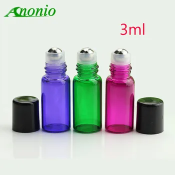 

Glass bottles essential oils 3ml glass roller bottle rose blue green color with black cap roll on bottles for essential oils H0C