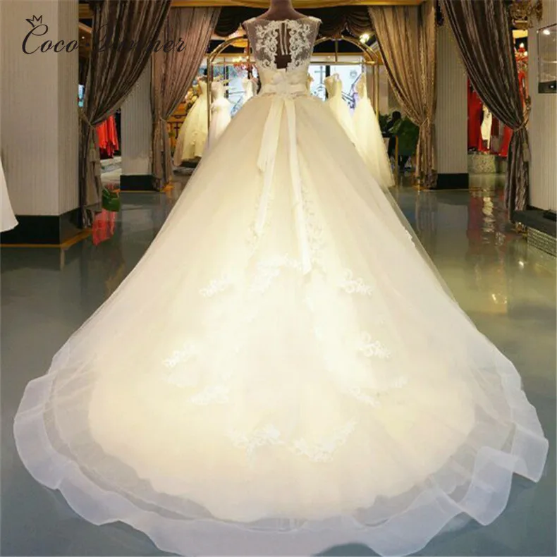 Винтажное свадебное платье из органзы с открытой спиной, бальное платье, белое свадебное платье без рукавов со шлейфом, свадебное платье es WX0008