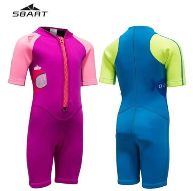 SBART 2MM Neoprene Swimsuit Kids Baby Girls Boys Wetsuits One Piece Diving Suits Snorkeling