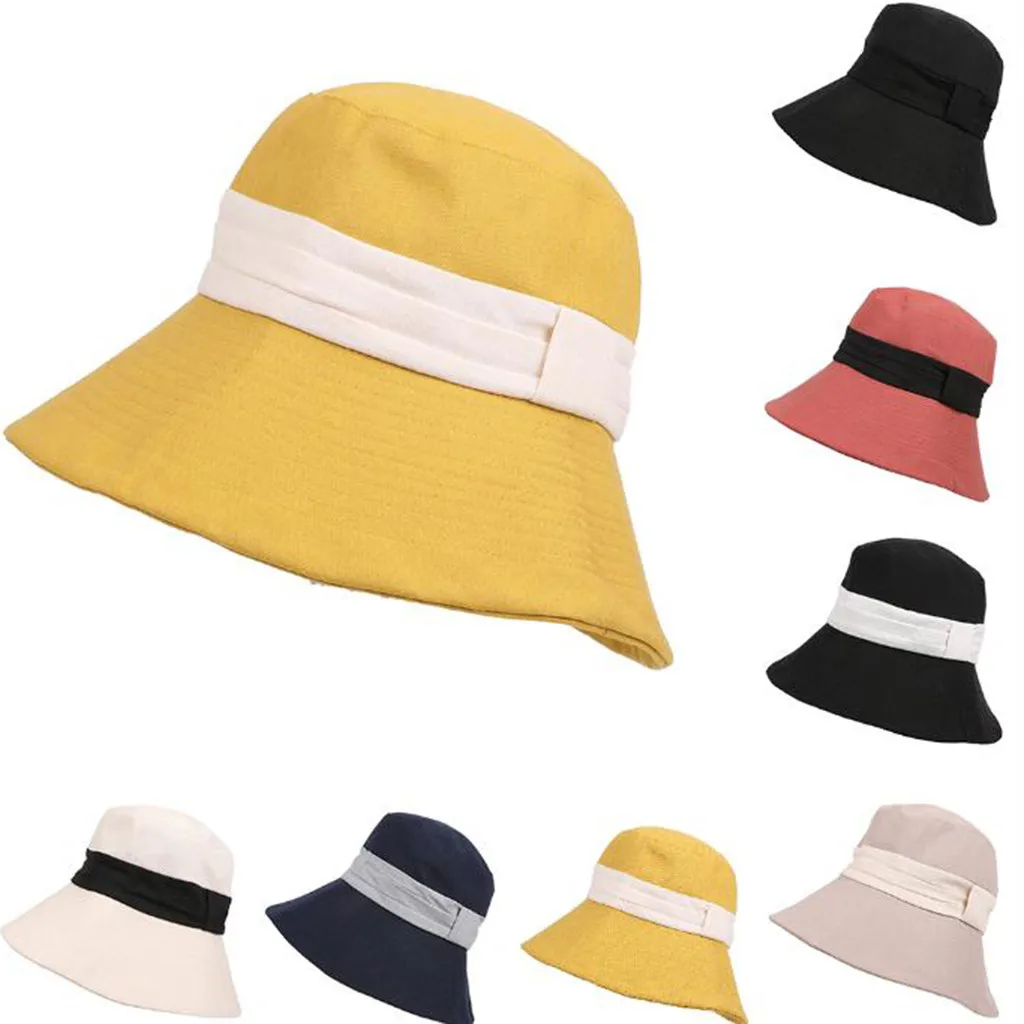 

2019 Cotton Women Spring And Summer Hat Ladies Womens Cotton Wide Brim Sun Hat Summer Beach Holiday White Floppy Cap L408A