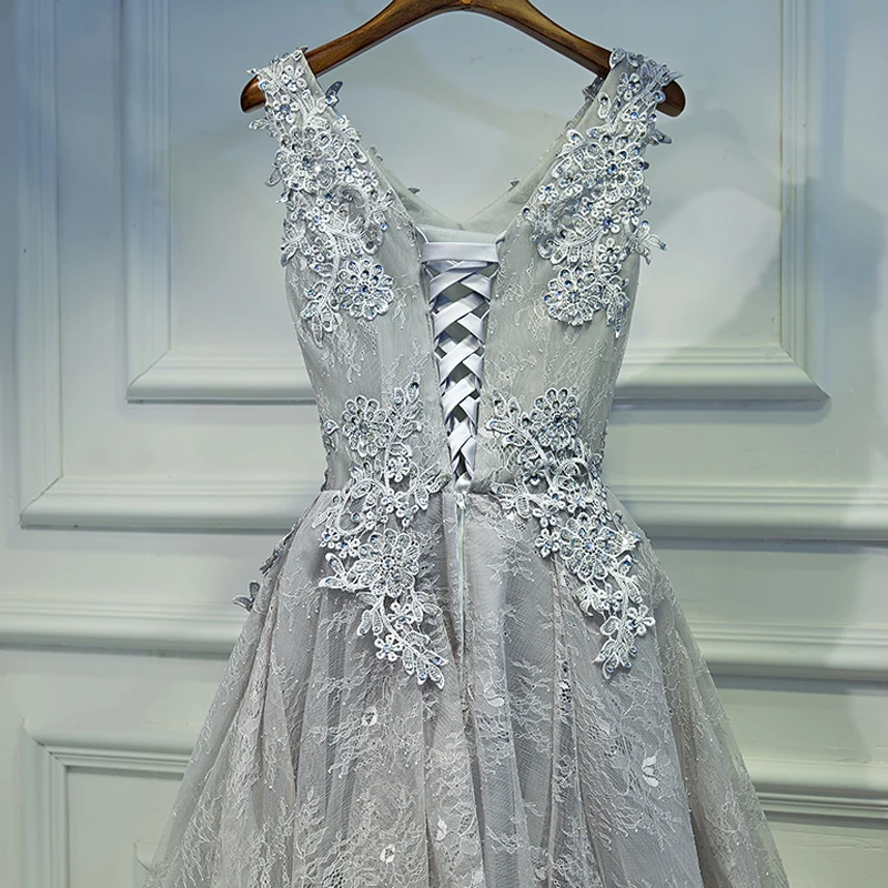Elegant Women cocktail dresses short design tank V neck lace embroidery appliques cocktail dress robe de E0002
