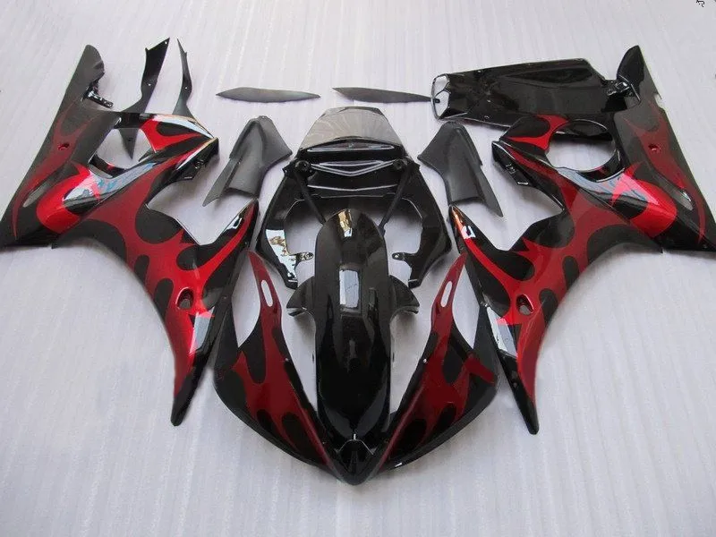 

CUSTOM Motorcycle Fairing kit for YZFR6 03 04 05 YZF R6 2003 2004 2005 YZF600 TOP RED gloss black Fairings set+7gifts YE06