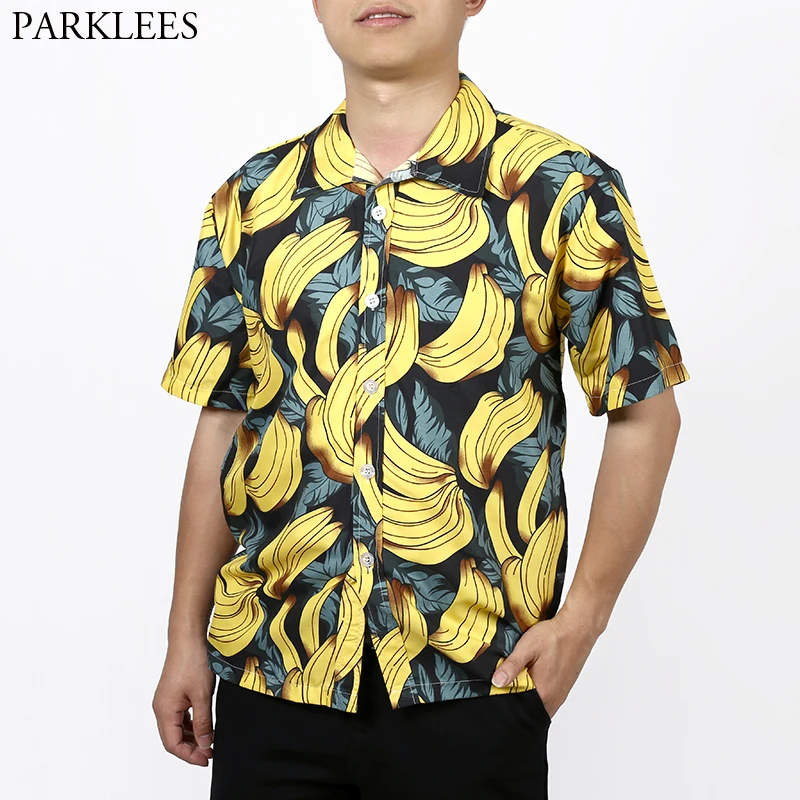 

3D Banana Funny 3D Print Hawaiian Shirt Men 2019 Summer Short Sleeve 5XL Tropical Aloha Shirts Mens Holiday Vacation Clothing