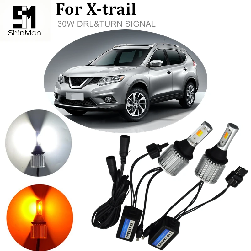 Kaufen Shinman 30 Watt COB PY21W drl Für nissan x trail qashqai zubehör 2008 2012 LED DRL Tagfahrlicht Blinker licht