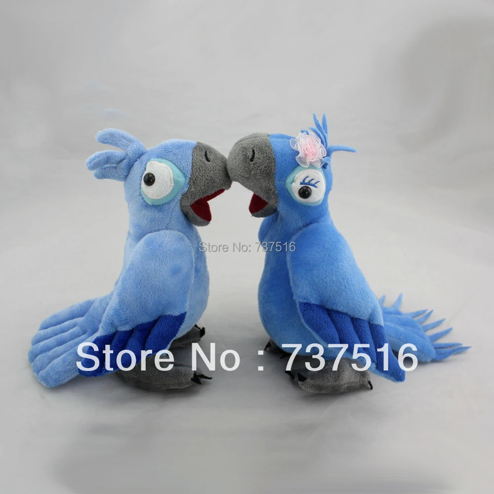 Blue Macaw Rio de Janiero Male & Female Pair Plush Bird Toy Set of 2 Stuffed Animals & Plush